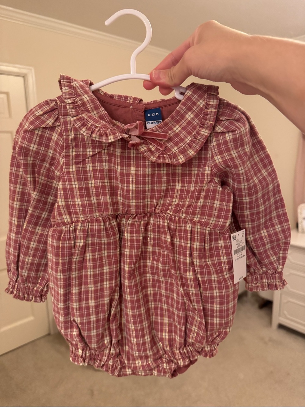 Old Navy Mauve Plaid Baby Romper